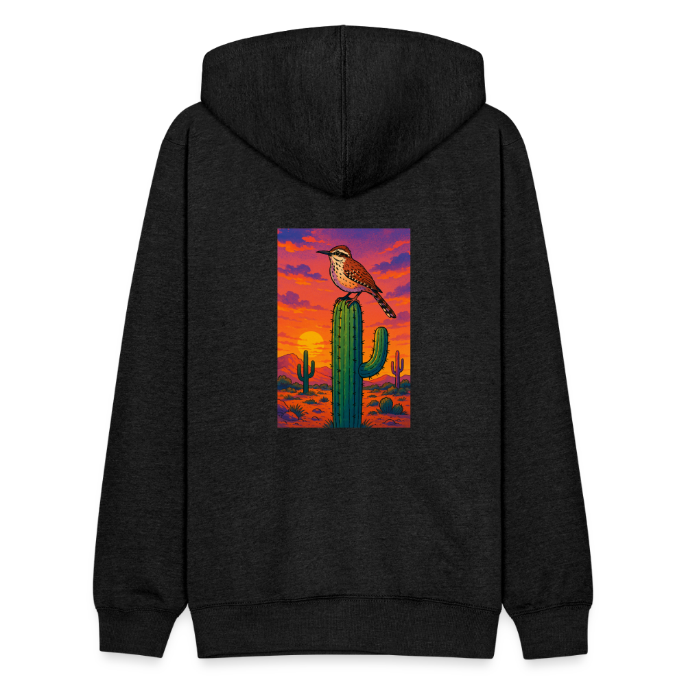 Cactus Wren Landscape | Tri-Blend Charcoal Classic Hoodie - charcoal grey