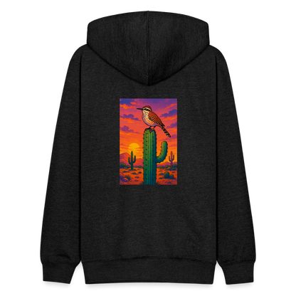 Cactus Wren Landscape | Tri-Blend Charcoal Classic Hoodie - charcoal grey
