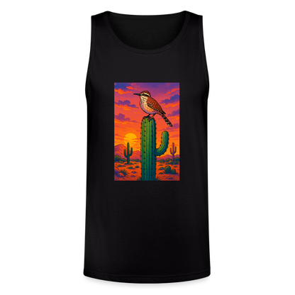 Cactus Wren Landscape | Men's Tri-Blend Tank - Black - black
