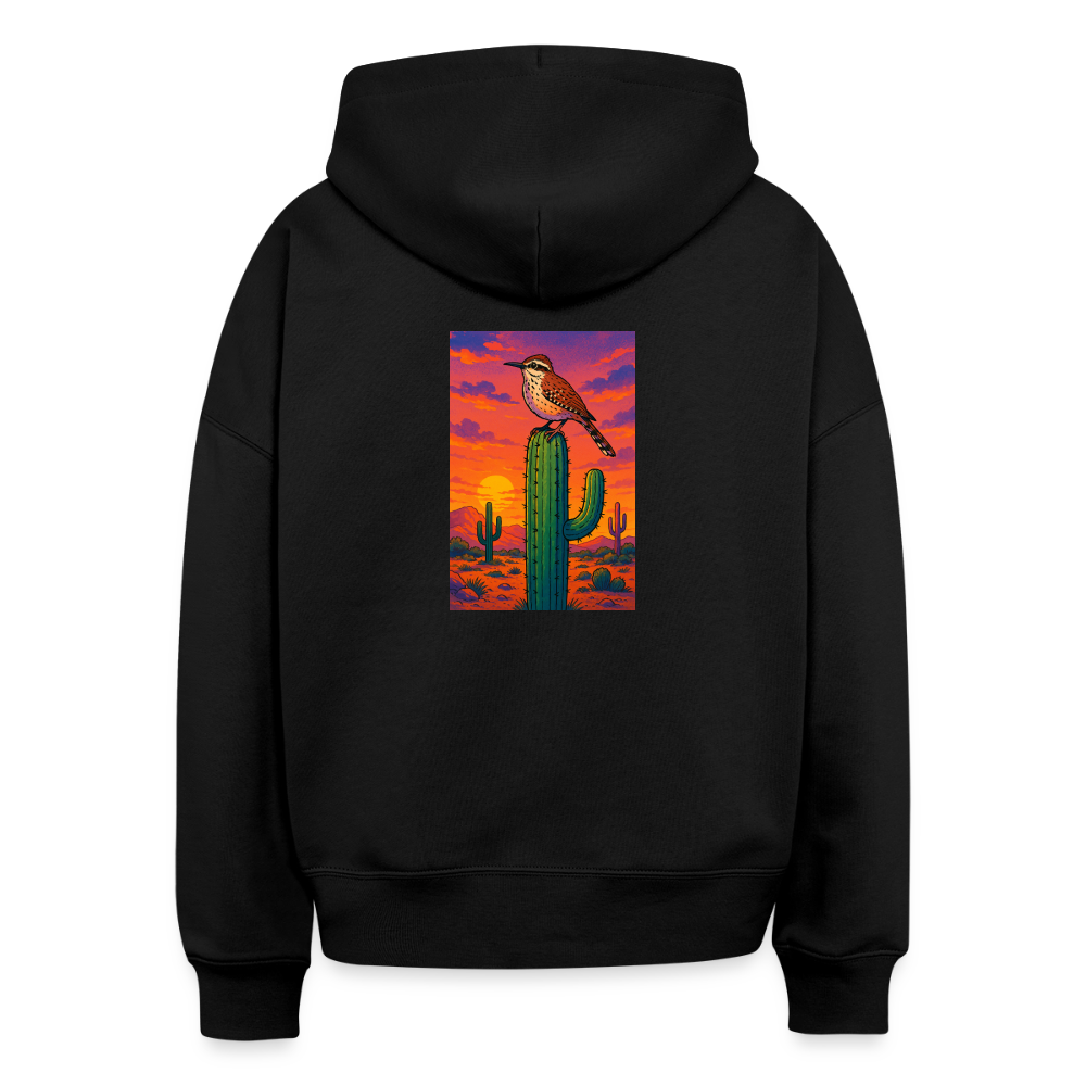 Cactus Wren Landscape | Women's Organic Classic Hoodie - Black - black