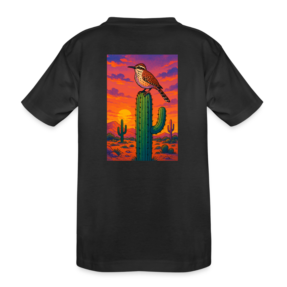 Cactus Wren Landscape | Kids Organic Classic T-Shirt - Black - black