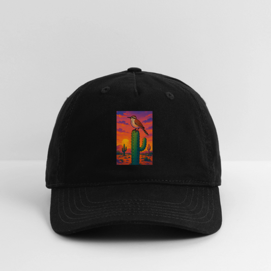 Cactus Wren Landscape | Organic Baseball Hat - Black - black
