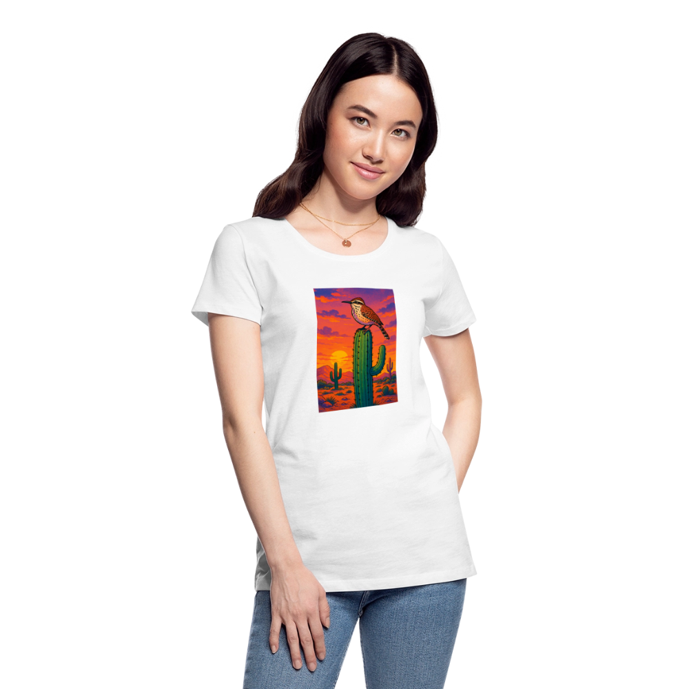 Cactus Wren Landscape | Women's Organic T-Shirt - White 