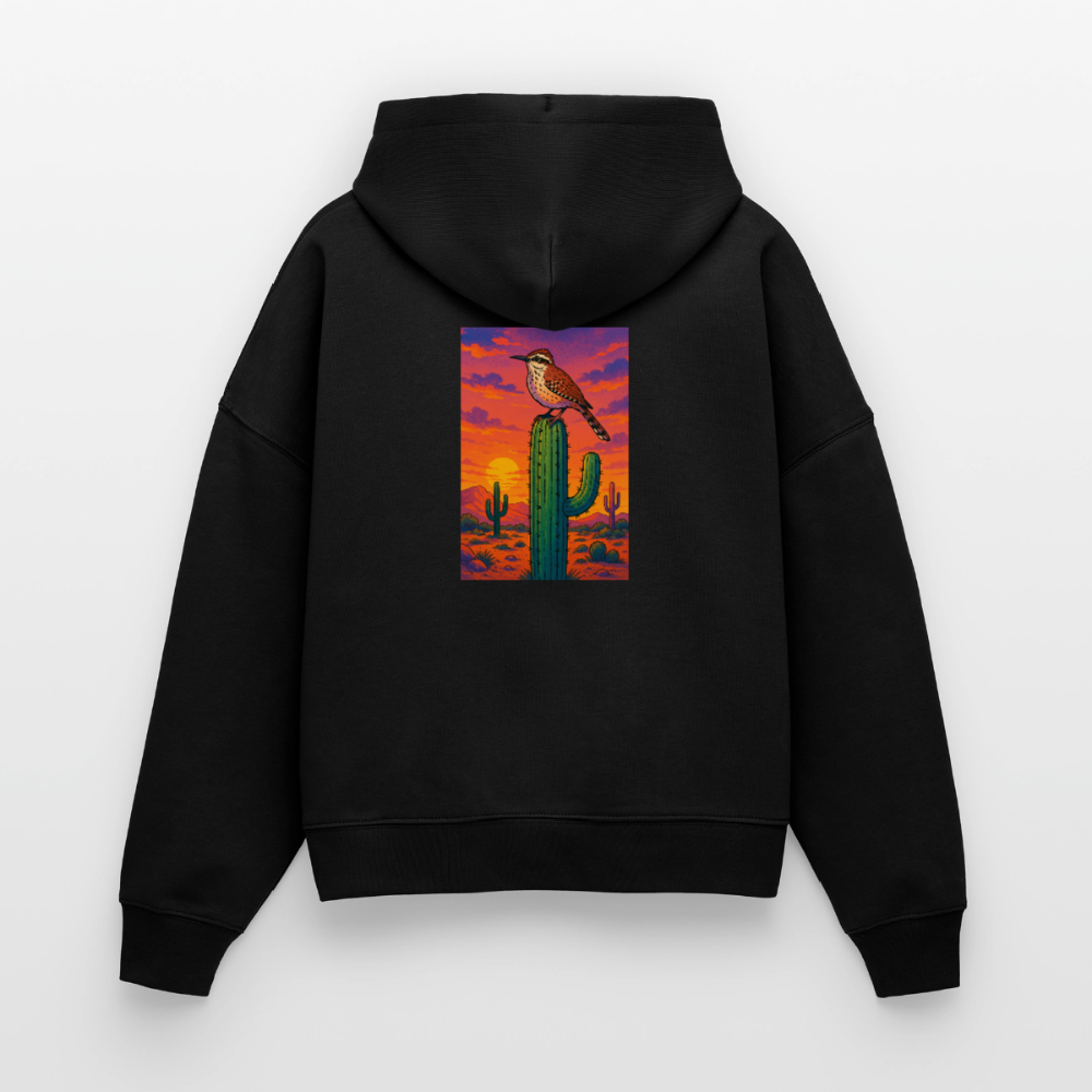 Cactus Wren Landscape | Women's Organic Classic Hoodie - Black - black