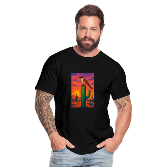 Cactus Wren Landscape | Men's Organic T-Shirt - Black - black