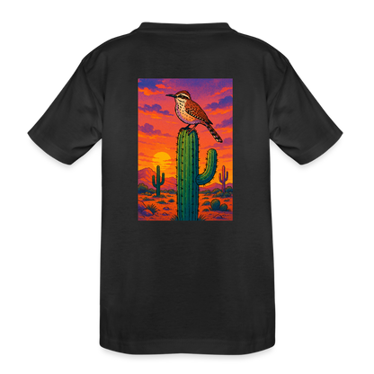 Cactus Wren Landscape | Kids Organic Classic T-Shirt - Black - black